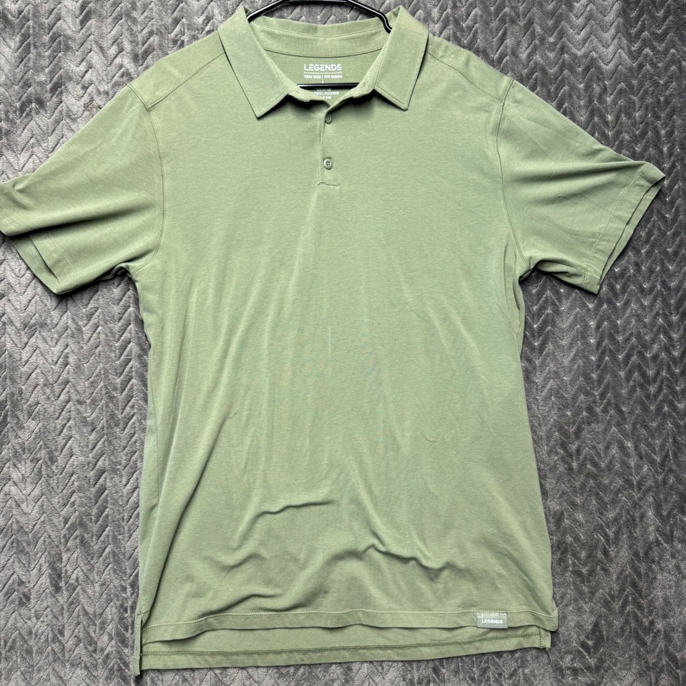 Legends Polo Shirt Large Sage Green Excellent Stretch Cotton Lyocell‎ Blend